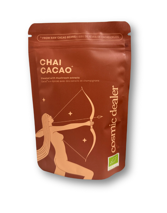 Cacao Bio Chai avec Champignons Adaptogènes – Chocolat à Boire Sans Sucre Raffiné