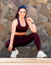 Burgundy : legging & brassière, tenue fitness super gainante