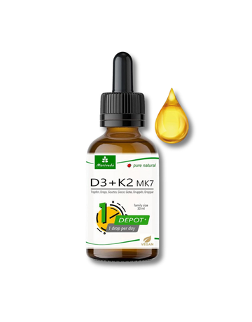 ☀️ Gouttes Vitamine D3 + K2 MK7 – 1000 UI | Vegan & Naturelles | 50 ml